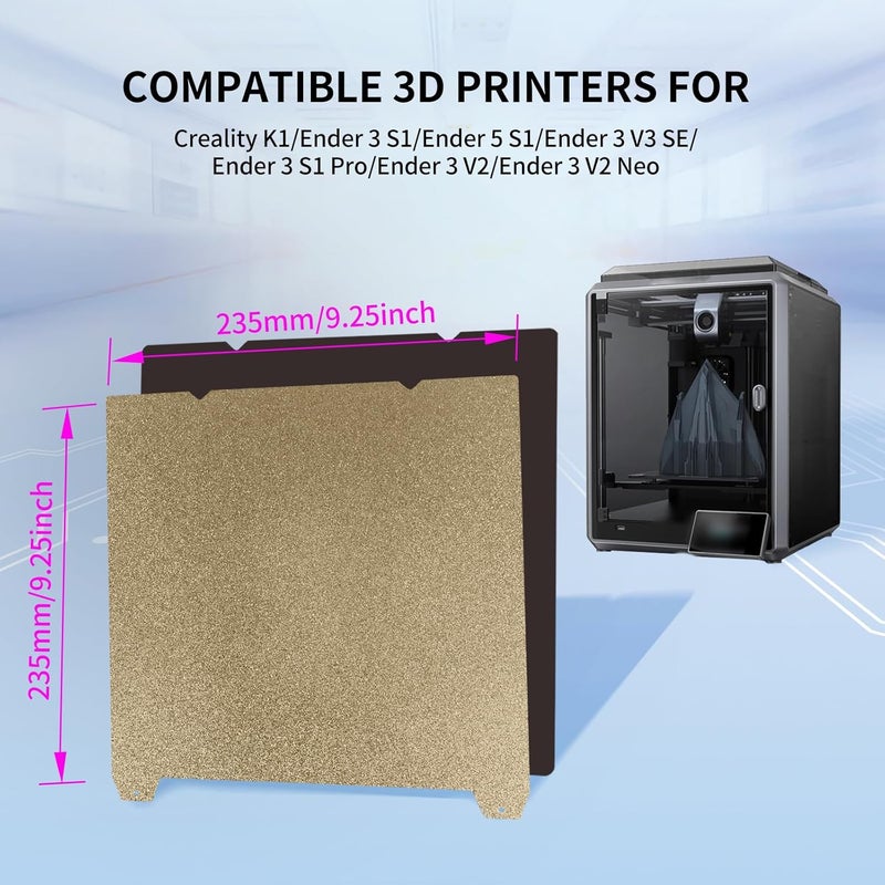 IdeaFormer-3D لوحة PEI ذات وجهين مع نسيج 235x235، لوحة بناء مغناطيسية مرنة PEI لطباعات Creality K1/K1 SE/K1C/Ender 3 S1/Ender 3 S1 Pro/Ender 5 S1/Ender 3 V3 SE/KE/Ender 3 V2/Neo - Image 3